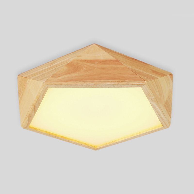 1 Light Geometric Flush Mount Contemporary Wood Flush Light for Bedroom