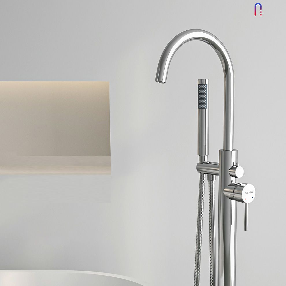 Modern Freestanding Bathtub Faucet One Handle Copper Freestanding Tub Filler Trim