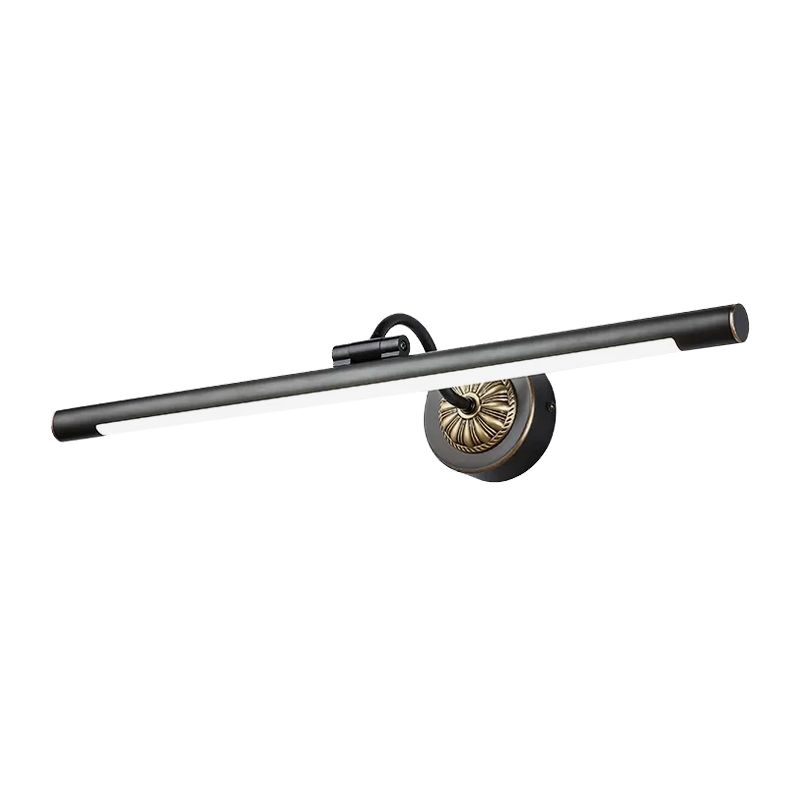 17 "/22" brede langwerpige wandlamp eenvoud metalen led zwarte ijdelheid spiegel licht met zwaaitarm
