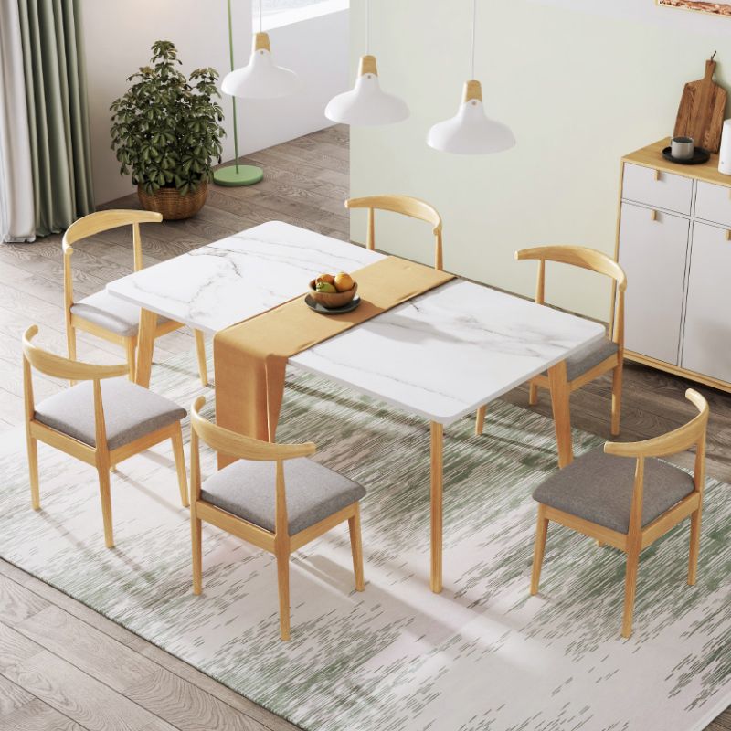 Minimalist Standard Kitchen Dining Set MDF Rectangle Shape Dining Set with 4 Legs Base