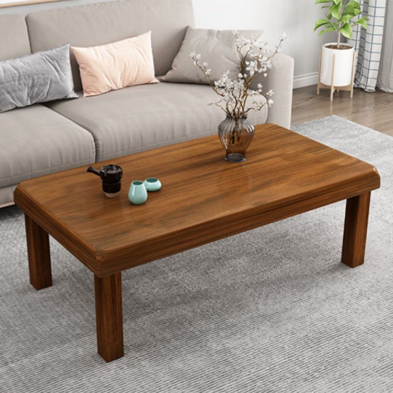 4 Legs Rectangular Wood Coffee Table in Brown of 17.7 Inches High
