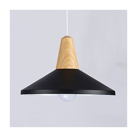 One Head Suspension Light Nordic Stylish Aluminum & Wood Pendant Light for Study Room