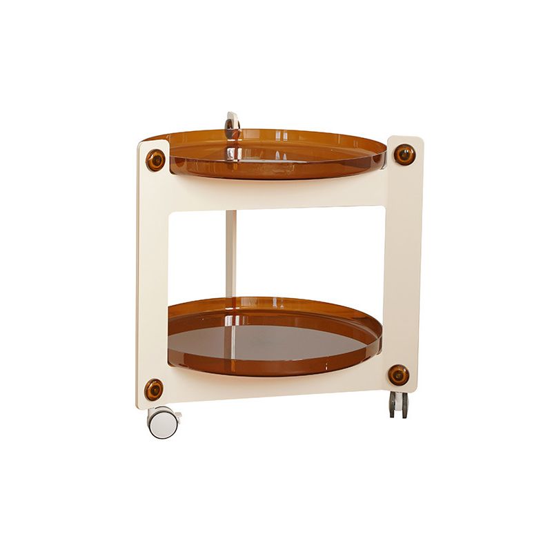 Modern Acrylic Round Side Table with Casters Tray Top 2 - Tier End Table Set