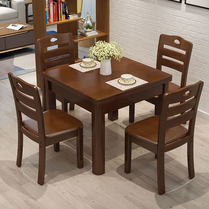 Mesa de comedor industrial cuadrado Mesa fija de madera con madera de goma sólida