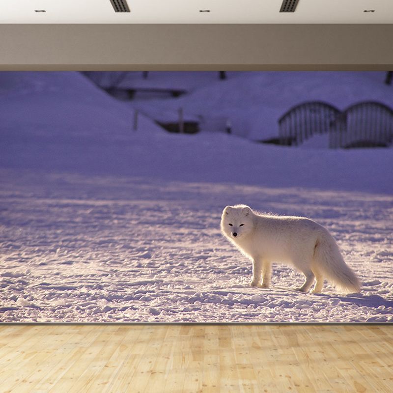 Contemporary Fox Mural Soft Color Stain Resistant Wall Art for Living Room