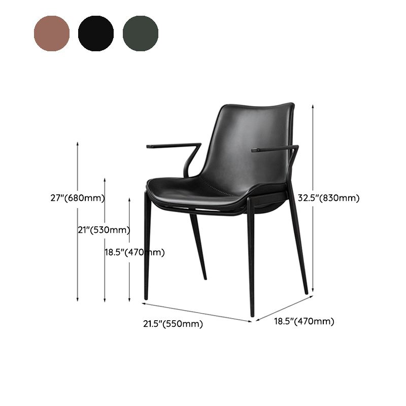 Industrial Style Arm Chair Faux Leather Dining Arm Chair for Living Room