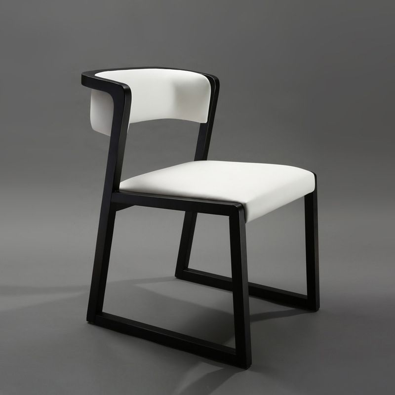 Open Back Side Chair Industrial Style PU Leather Dining Chairs for Home