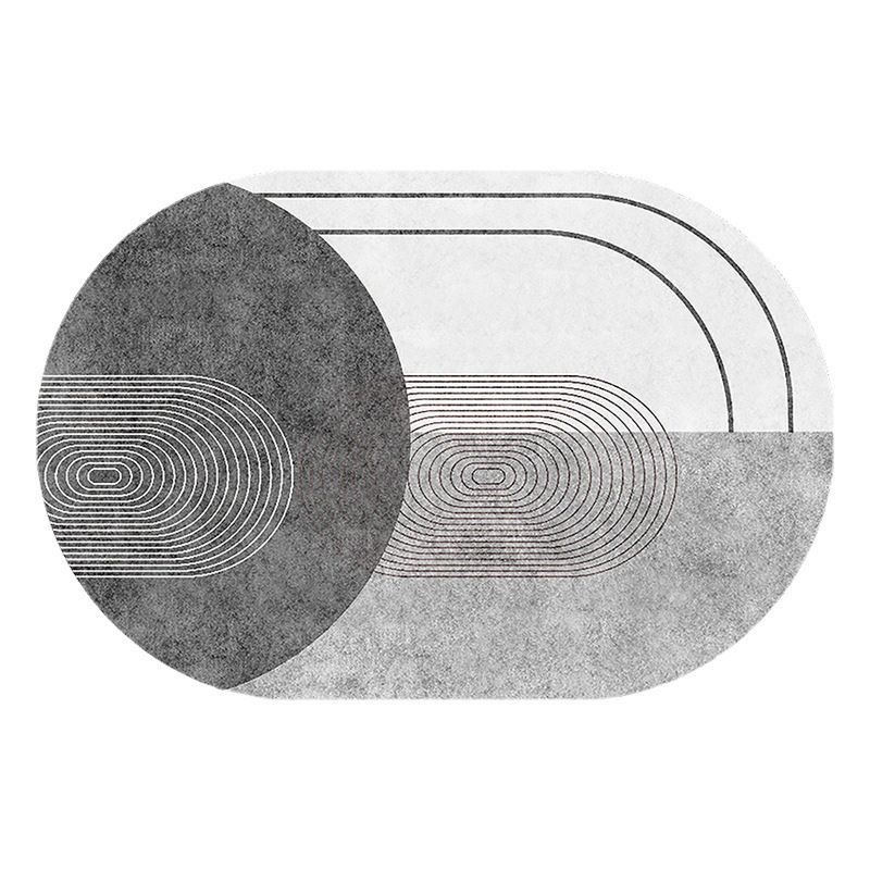 Gray Modern Carpet Polyester Line Carpet Washable Area Carpet for Home Decoration