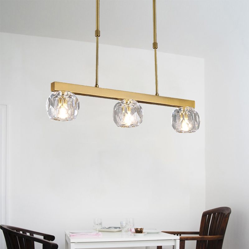 FACKET Crystal Sphere Island Pendant Light Minimalist 3/4 Luci Kit lampada appesa in oro con design lineare