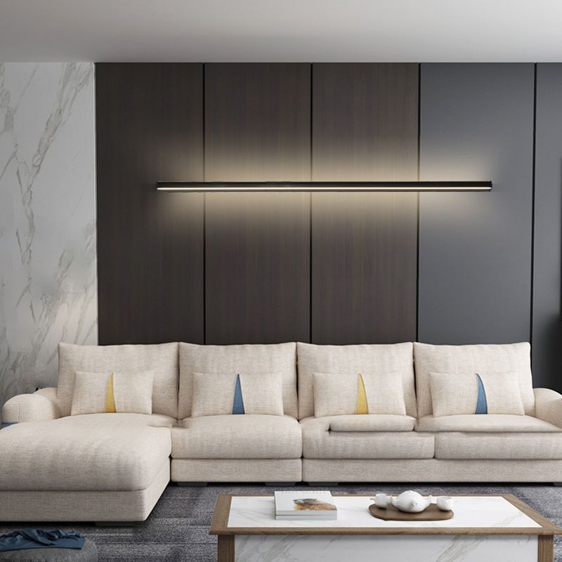 Black Rectangular Wall Light Sconces Modern Style Aluminum 1-Light Wall Lamps