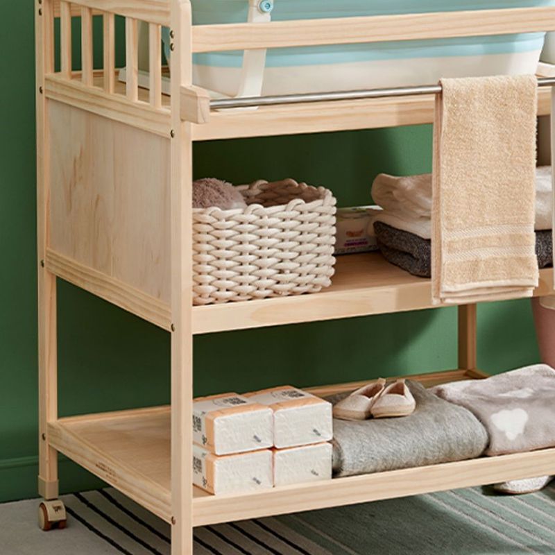Solid Wood Baby Changing Table with Storage Changing Table Arch Top