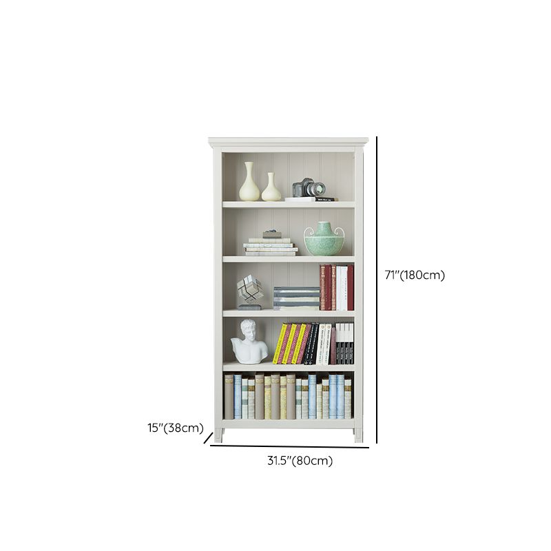 Modern Style Closed Back Book Shelf Standard Wooden Bookcase in White