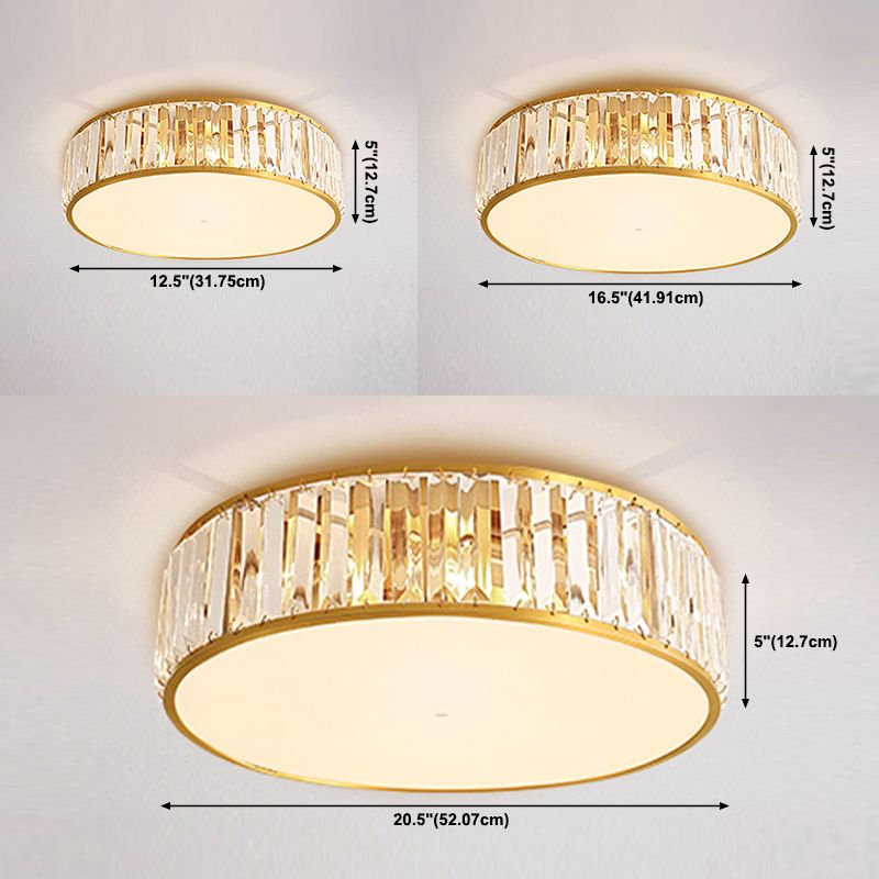 Shaded Glass Close to Ceiling Light Vintage Bedroom Ceiling Light Fixture in Gold