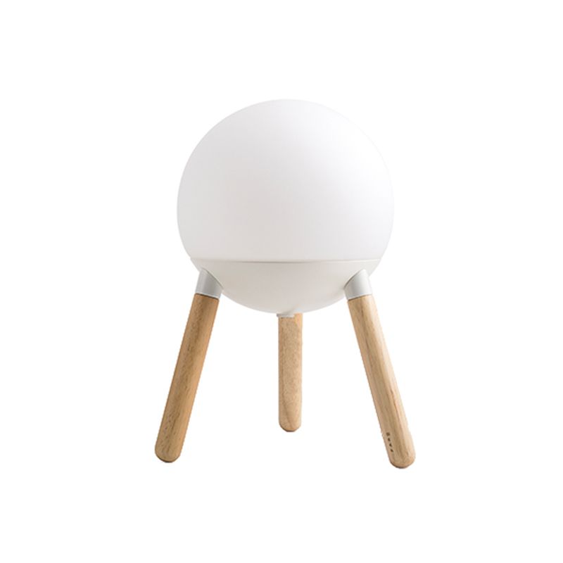 Lampada da tavolo moderna in vetro color crema, lampada da scrivania piccola moderna a 1 luce bianca con base in legno a treppiede