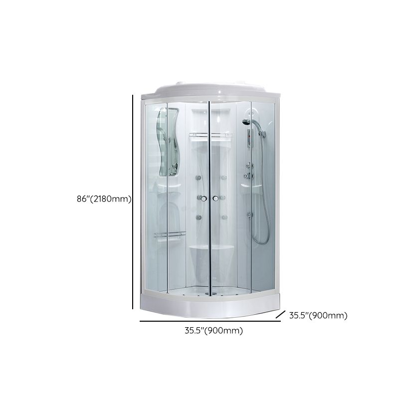 Neo-Round Shower Stall White Tempered Glass Shower Stall with Door Handles