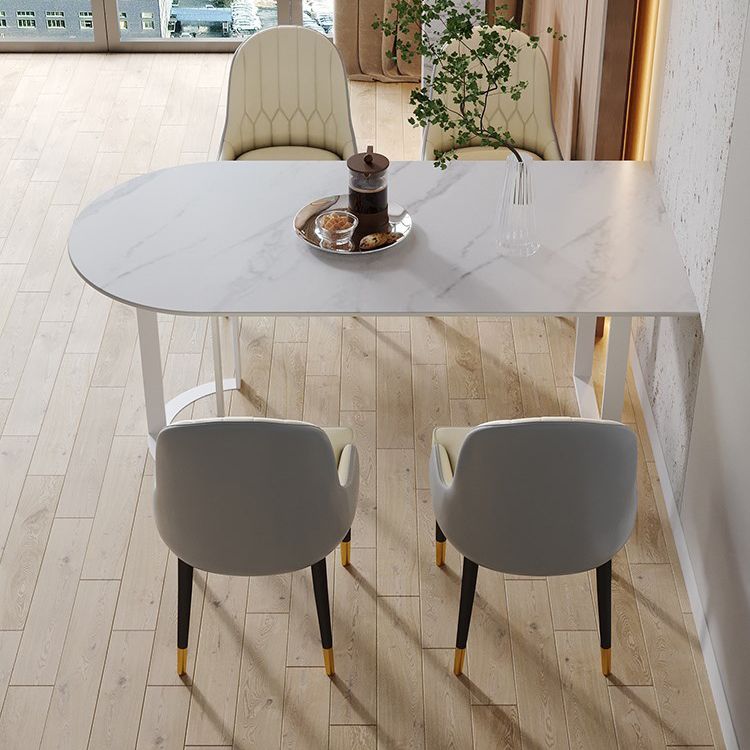Contemporary Dining Table Stone Dining Site Table with Double Pedestal
