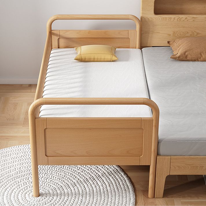 Solid Wood Washed Contemporary Nursery Bed in Natural with Guardrail