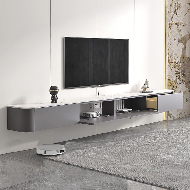 Gray Stone Media Console Contemporary Wall-mounted TV Console