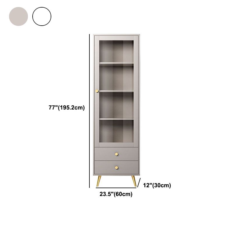 Glam Vertical Standard Bookcase Manufactured Wood Bookcase with Door and Drawers