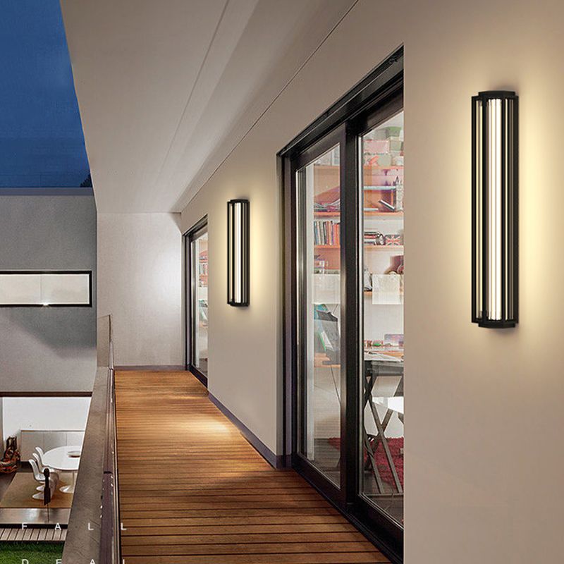 Simple Wall Sconce Black Outdoor Wall Light Fixture with Metal