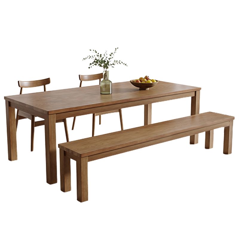 Simplicity Dinette Table Solid Wood Rectangle Dinner Table in Brown