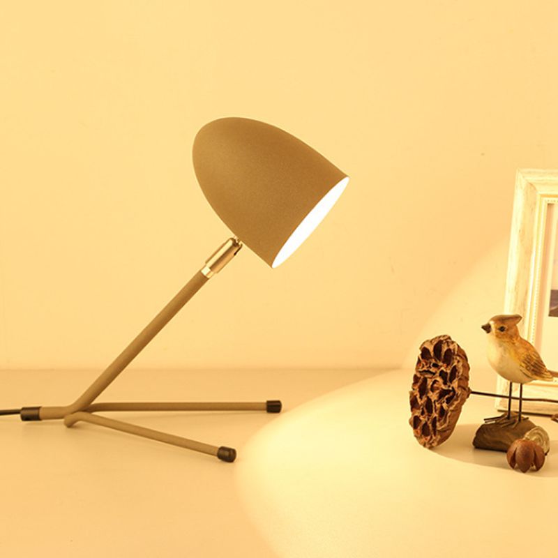 Bullet Head Rotatable Task Lighting Nordic Metal Single Silver Grey/Black Desk Lamp with Oblique Design