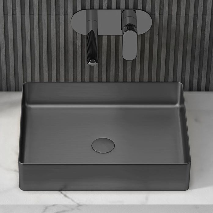 Contemporary Trough Bathroom Sink Solid Color Metal Trough Sink