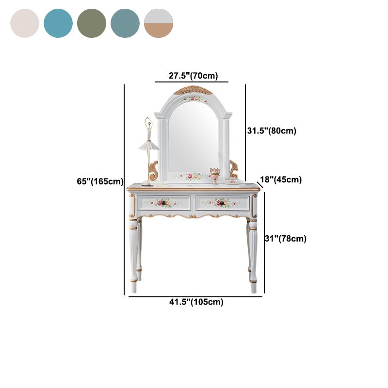Wood Vanity Set 17.71" Wide Make-up Vanity with 2 Storage Drawers and Stool