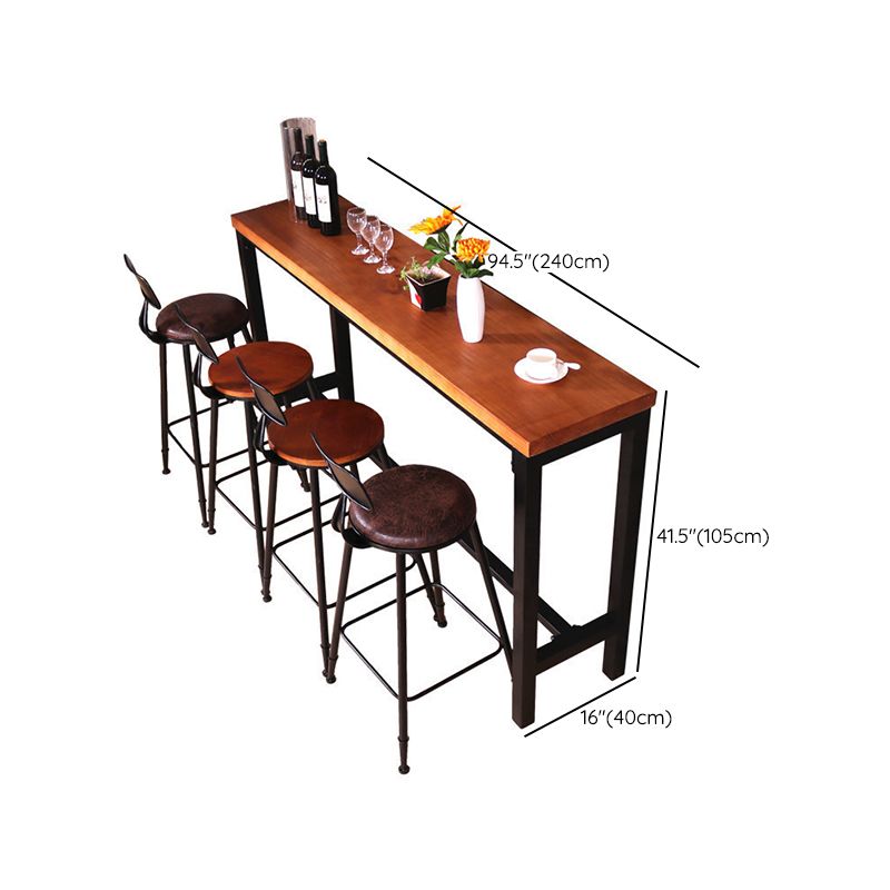 Industrial Rectangle Bar Table Pine Solid Wood Fixed Bar Dining Table