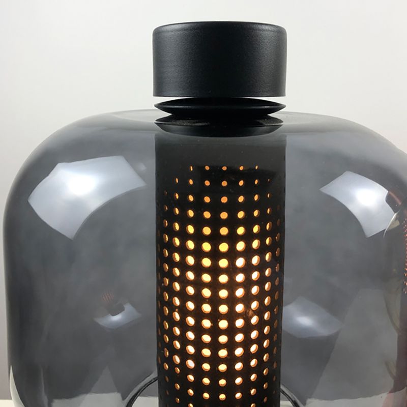 Drum Night Table Lamps Modern Style Glass 1 Light Table Lamp