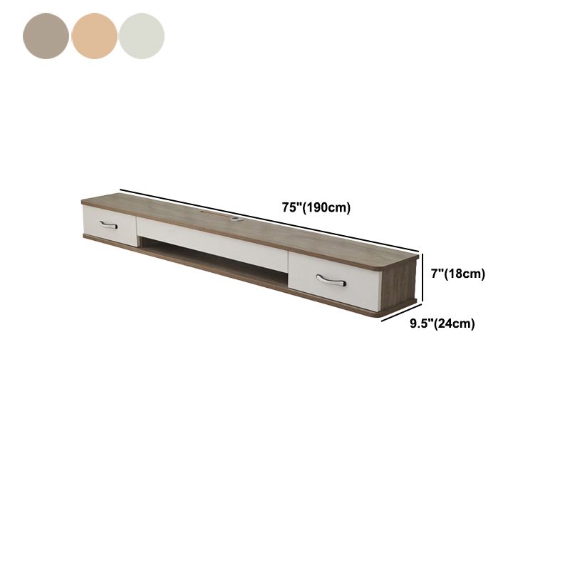 Contemporary Style Wood TV Stand Floating Cable Management TV Console