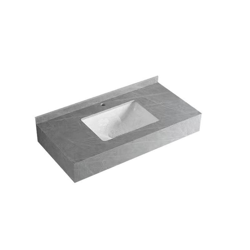 Contemporary Bathroom Sink with Pop-Up Drain Grey Rectangular Wall Mount Bathroom Sink