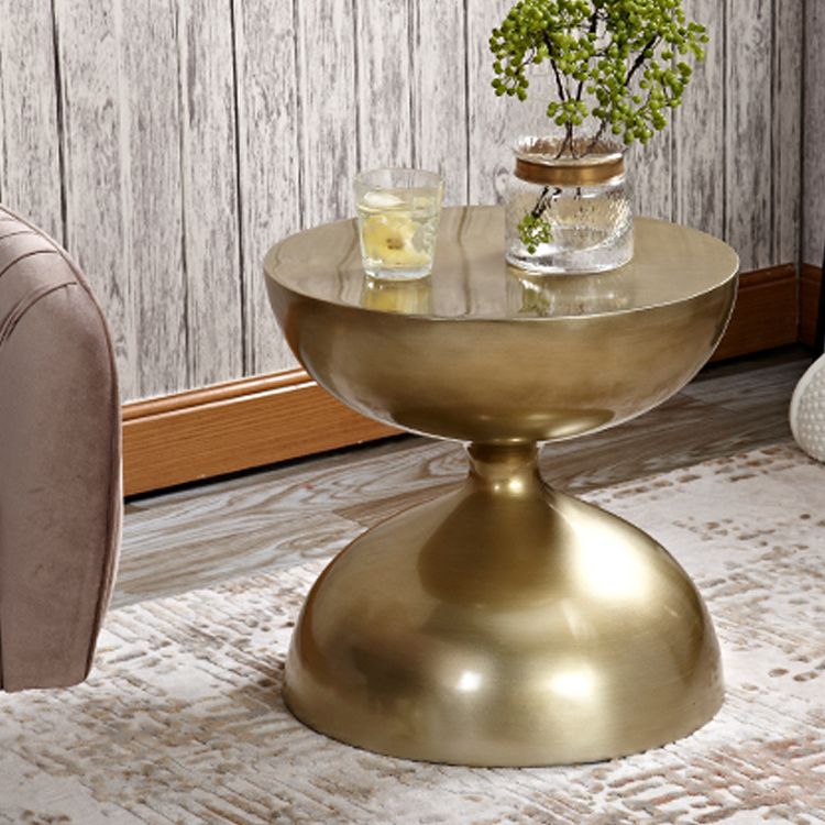 Round Old Solid Wood Table with Pedestal Base Design French Country Style Side Table