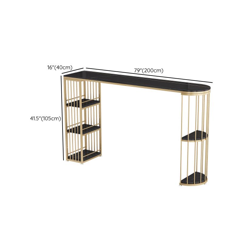 Modern Bar Height Table Faux Marble Top Bistro Bar Table with 3 Shelve