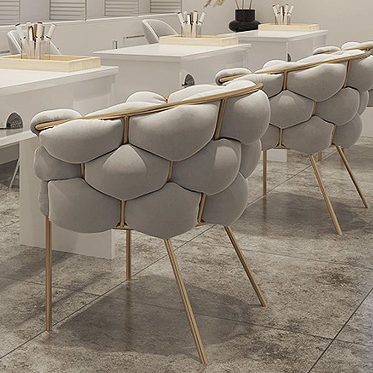 Glam Style Upholstered Gold Base Dining Arm Chair for Dining Room