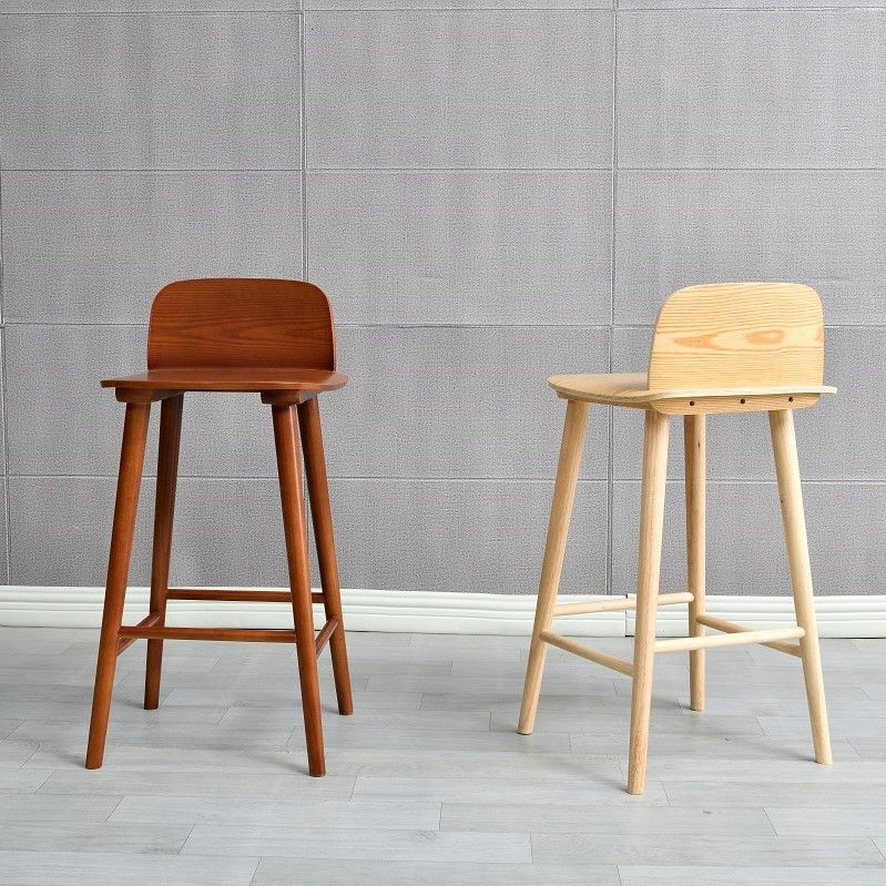 Ash Solid Wood Bar Stool Counter Height Indoor Industrial Armless Stool