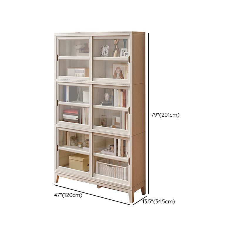 Modern Style Closed Back Bookshelf Wooden Vertical Bookcase in White