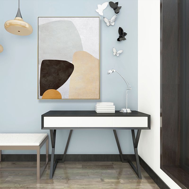 Soft Color Geometrical Art Print Abstract Nordic Textured Canvas for Sitting Room