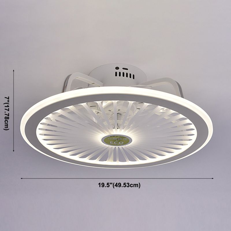 Weiße radförmige Spülenhalterende Deckenventilator Leichte Nordische Acryl -LED -Halbflush -Licht