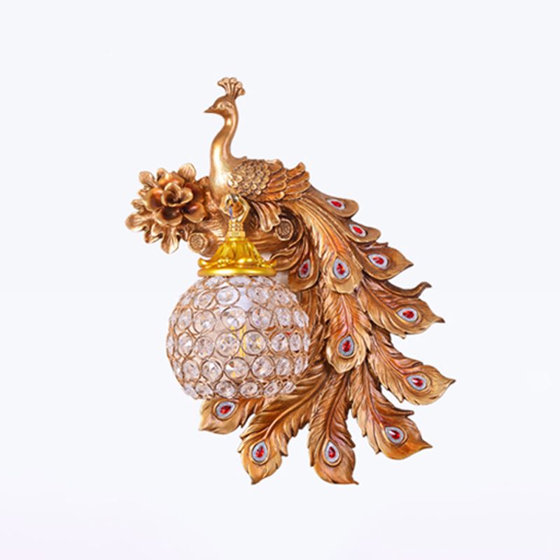 Peacock wandmontage Licht bevestiging Moderne 1-licht wandmontage lamp met heldere kristalschaduw