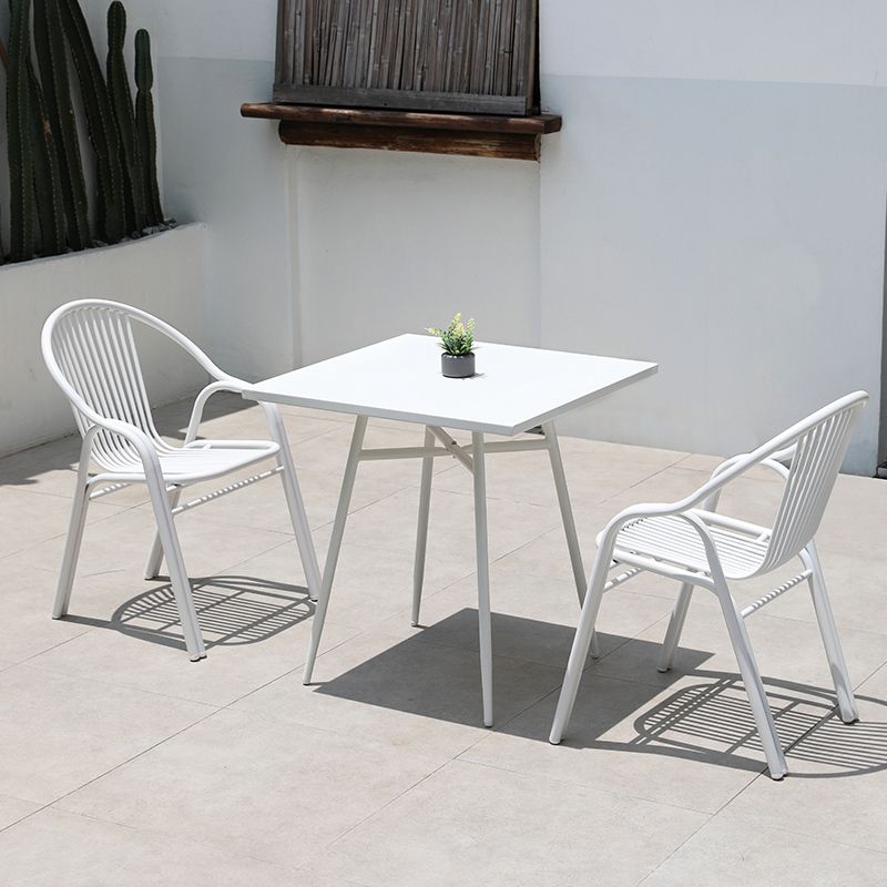 Metal Water Resistant Dining Table Industrial Style Outdoor Table