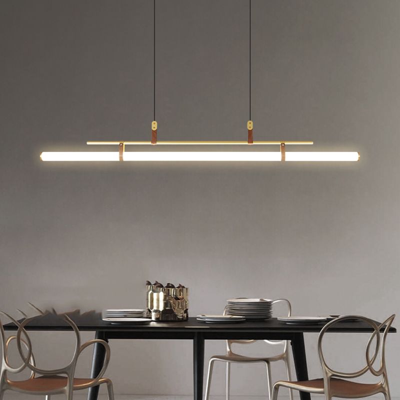 1 Light Linear Island Lighting Fixtures Contemporary Metal Island Pendants for Kitchen