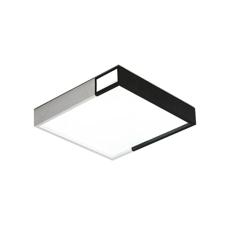 Viereckige Form LED Flush Mount Light Simple Metal Schwarz und Weiß Deckenlicht Flush Mount