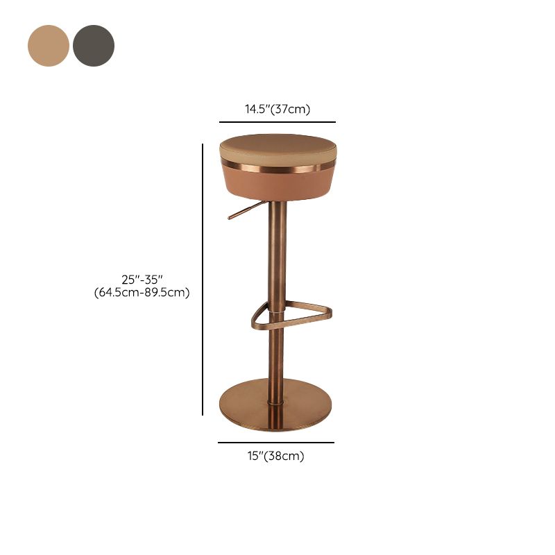Glam Style Adjustable Swivel Upholstered Bar Stool with Metal Leg