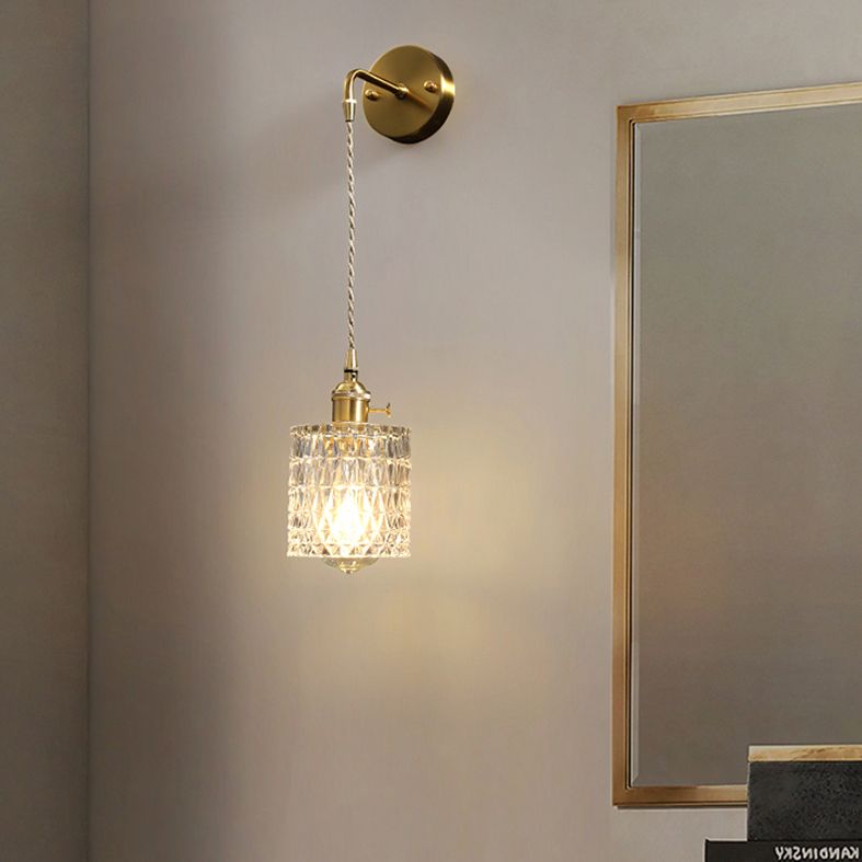 Accesorio de luz montado en la pared de vidrio sombreado estilo minimalista de iluminación de pared transparente