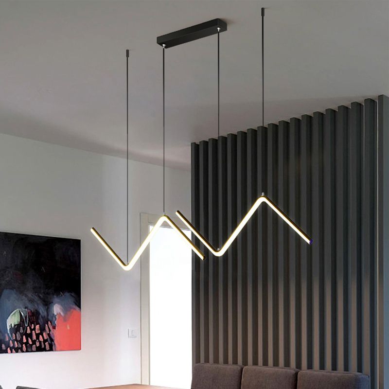 Zickzack Anhänger Leuchte Minimalismus Aluminium Esszimmer LED -Deckenlicht in Schwarz/Gold