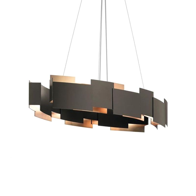Piegatura ovale Sospensione Sospensione Iron Iron 8 Bulbi lampadario in stile moderno in nero e oro interno