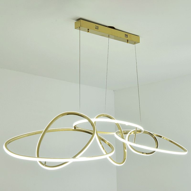 Strip Shape Island Lamp LED Island Hanging Light with Silica Gel Shade for Dining Room