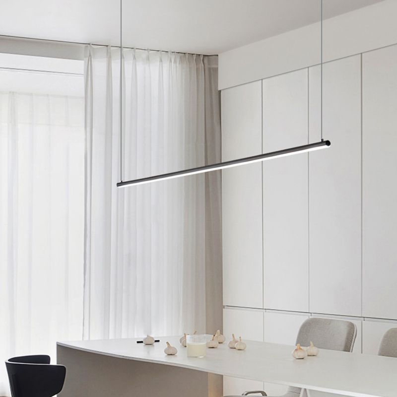 Linear Shape Island Pendant Light Contemporary Style Metal 1 Light Hanging Island Light