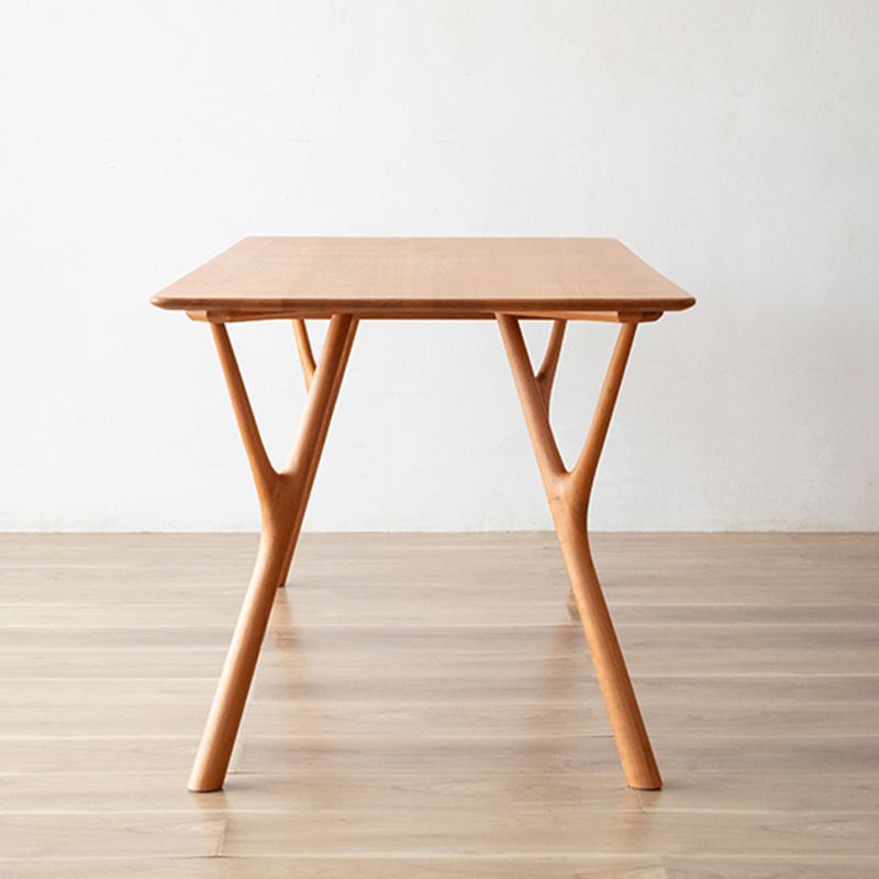 Mesa de comedor rectangular contemporánea, mesa de madera maciza con 4 patas para la cena de la cocina casera